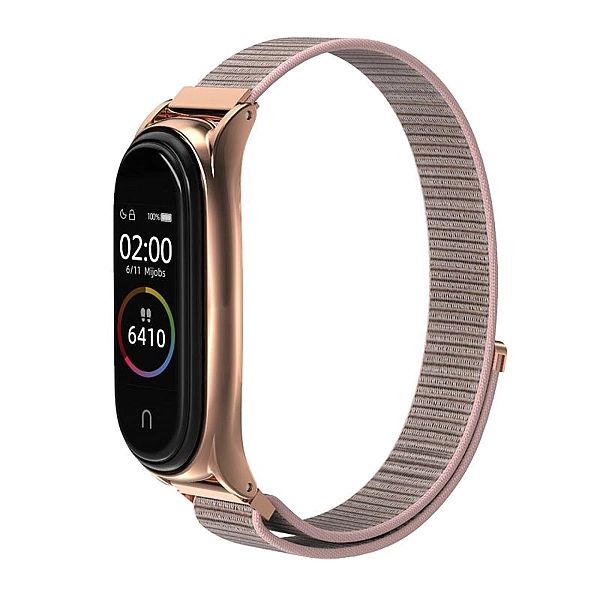 Pasek Nylon do Xiaomi Mi Band 5 / 6 Rose Gold