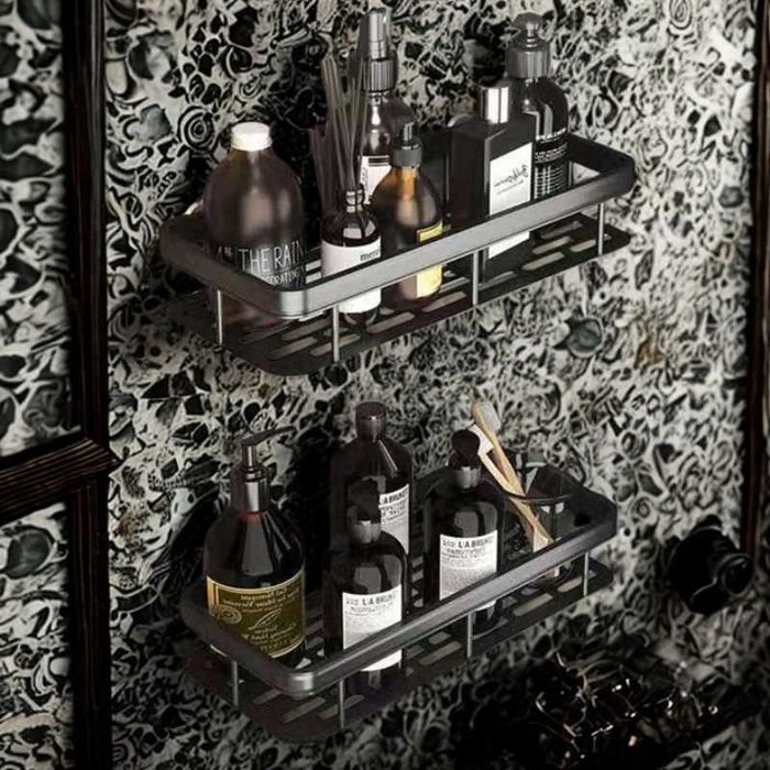 2x metalowe półki łazienkowe pod prysznic czarne WSZĄCE LOFT