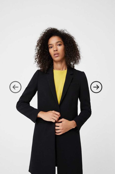 Mango czarny płaszcz XS 34 o kroju marynarki