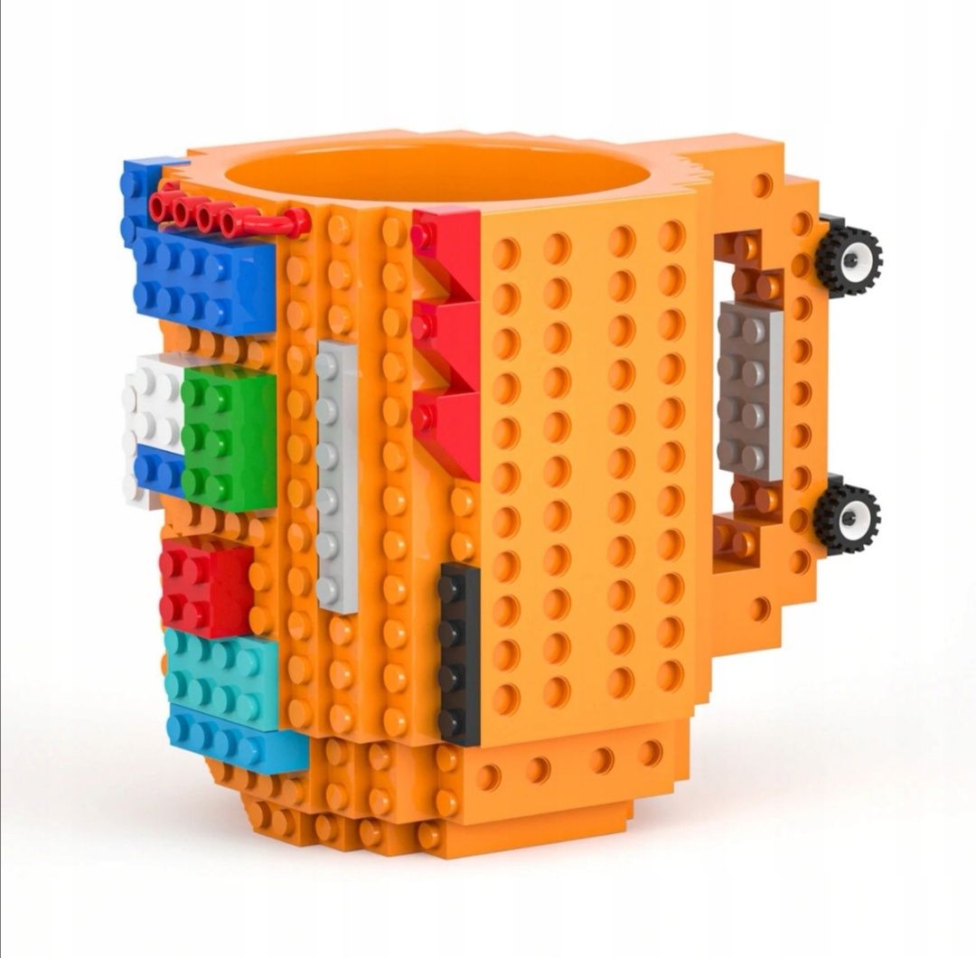 Kubek pomarańczowy do klocków LEGO zestaw kłosków startowych