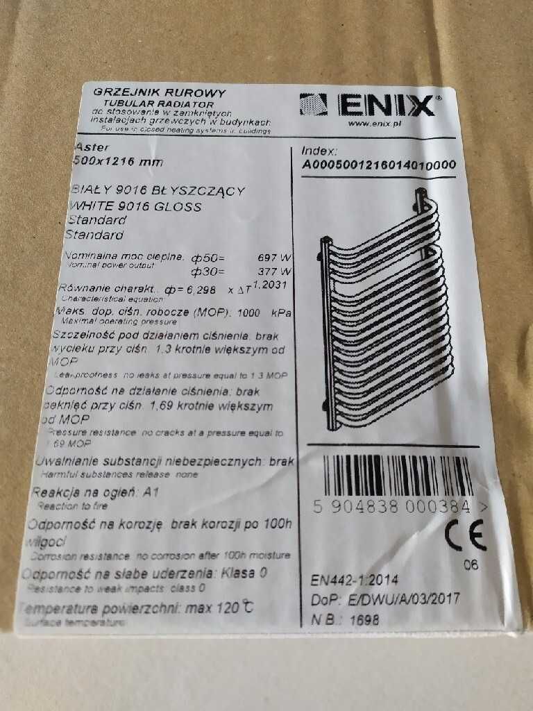 grzejnik łazienkowy Enix 20 żeberek kaloryfer nowy 100 x 49 x 12 cm