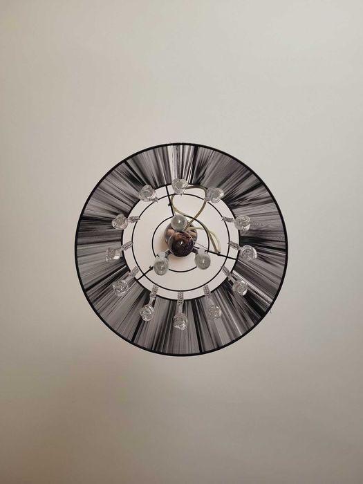 Lampa wisząca glamour żyrandol czarny abażur kryształki GRATIS żarówki