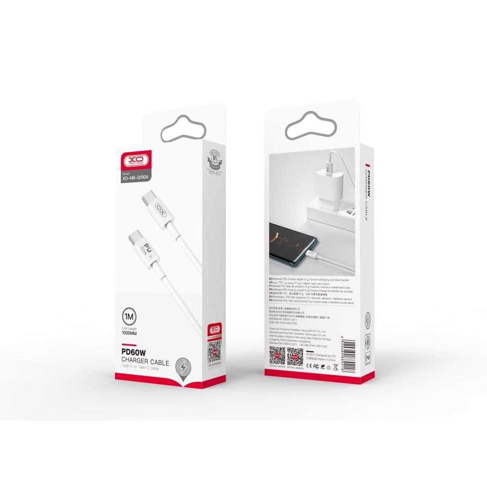 Kabel XO USB-C - USB-C 1,0 m 60W kolor: biały