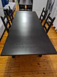 Stół Ikea czarny Bjursta + 4 krzesła