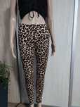 Legginsy damskie, ocieplana, beżowe, print panterki, roz L/Xl