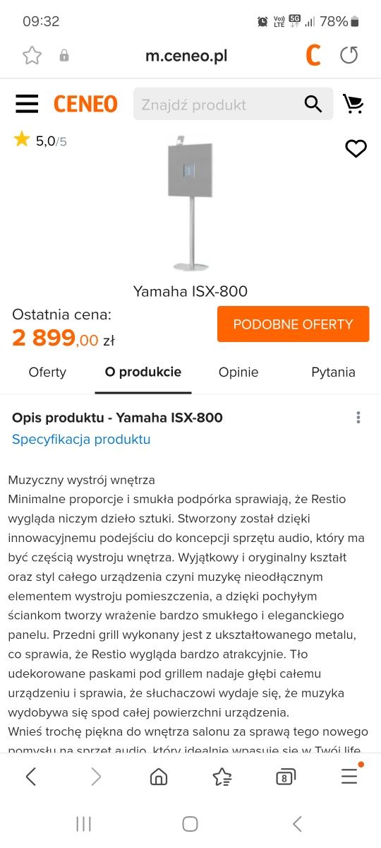 Yamaha ysx-800 centrum muzyczne aux