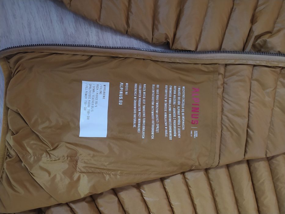 Kurtka puchowa damska Alpinus Reykjavik L miodowa, stan idealny