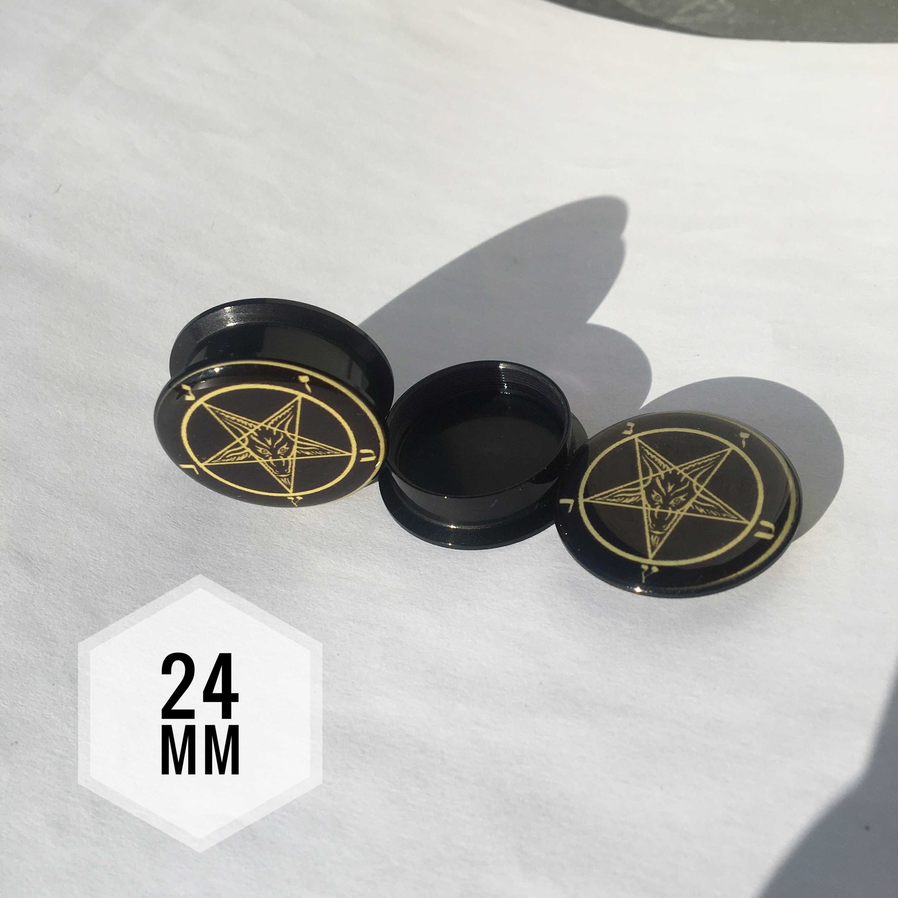 Tunele do uszu , plugi do uszu rozkrecane pentagram - 24mm