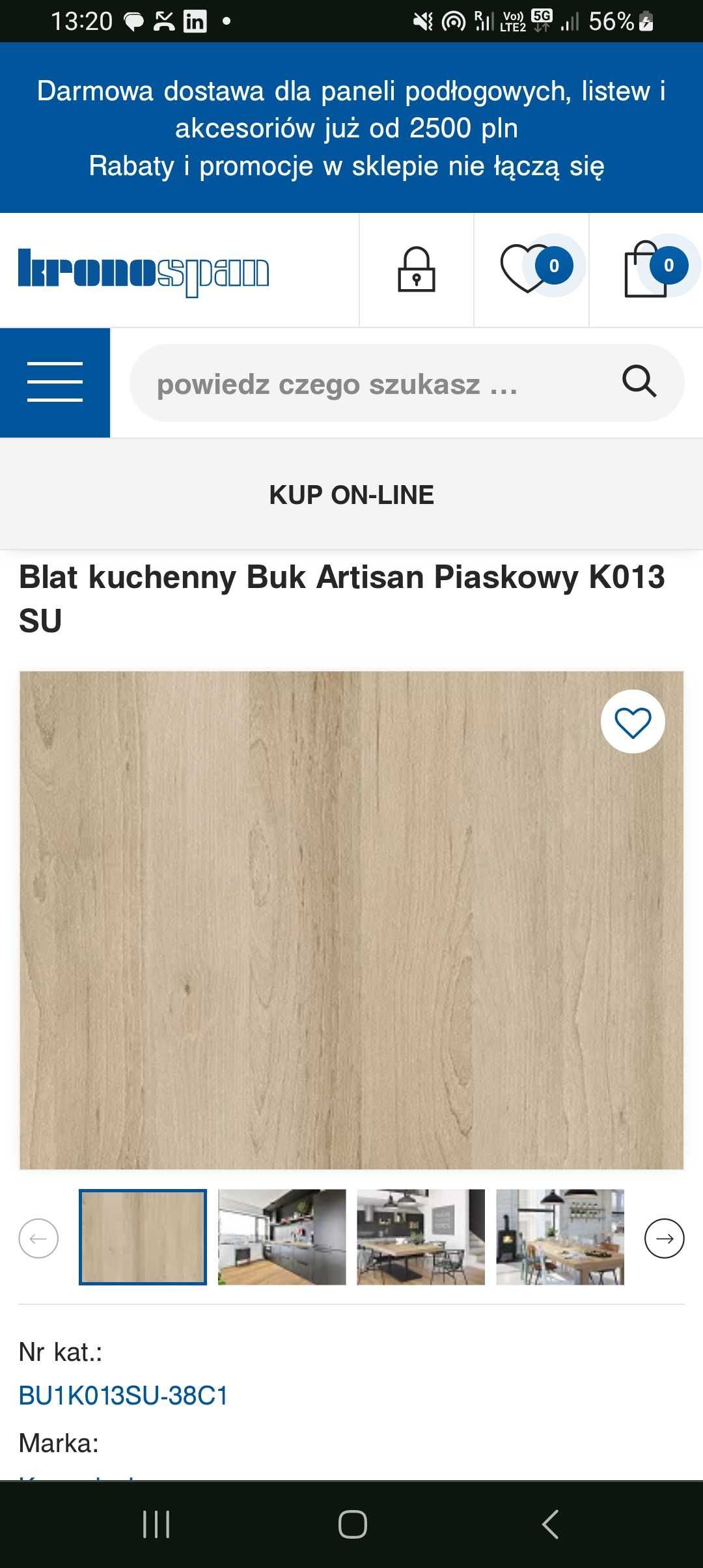 Blat kuchenny 56x300 cm