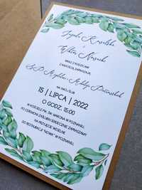 Zaproszenia ślubne eko na ślub wesele rustykalne dużo wzorów zielone