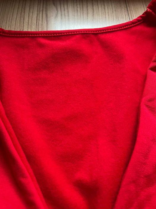 Sukienka długi rękaw czerwona z polarkiem świąteczna święta