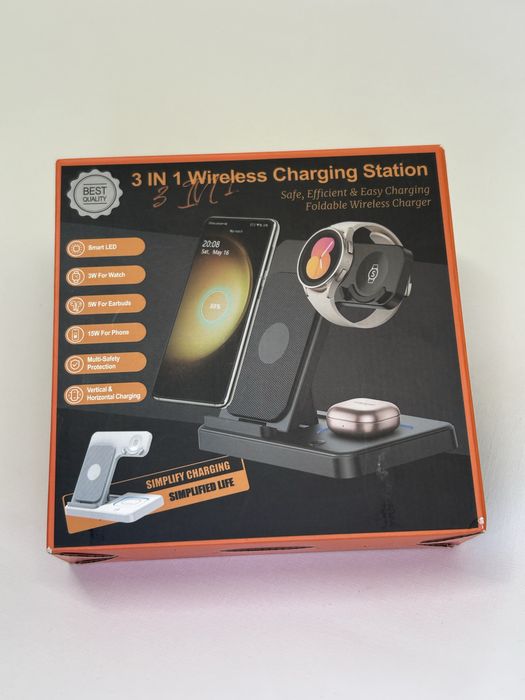 Бездротова зарядна станція 3 в 1 — телефон, годинник, навушники