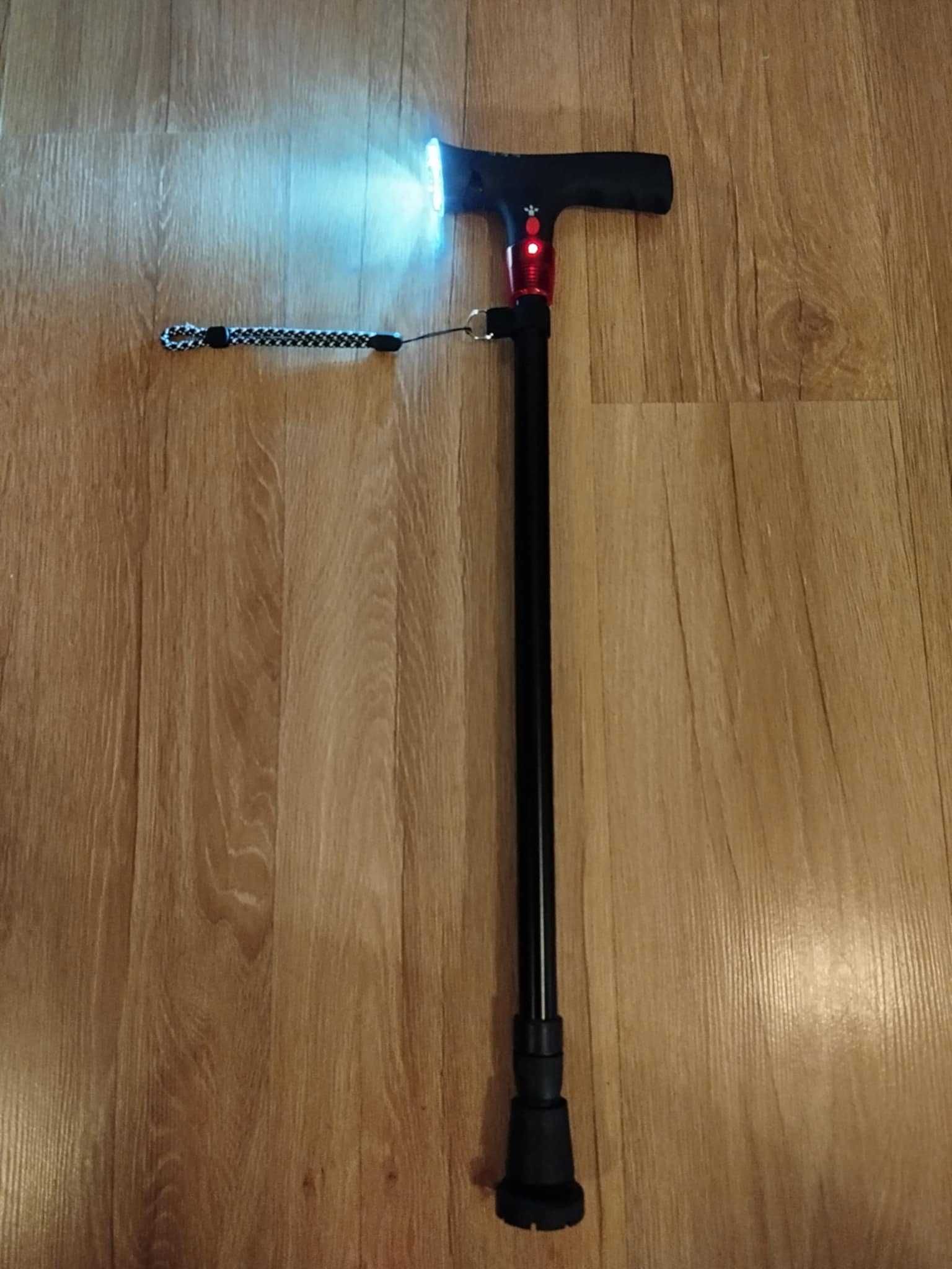 Regulowana laska dla seniorów z alarmem i LED,