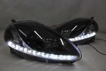 Lampy reflektory przednie przód FIAT GRANDE PUNTO 08-09 LED BLACK NOWE