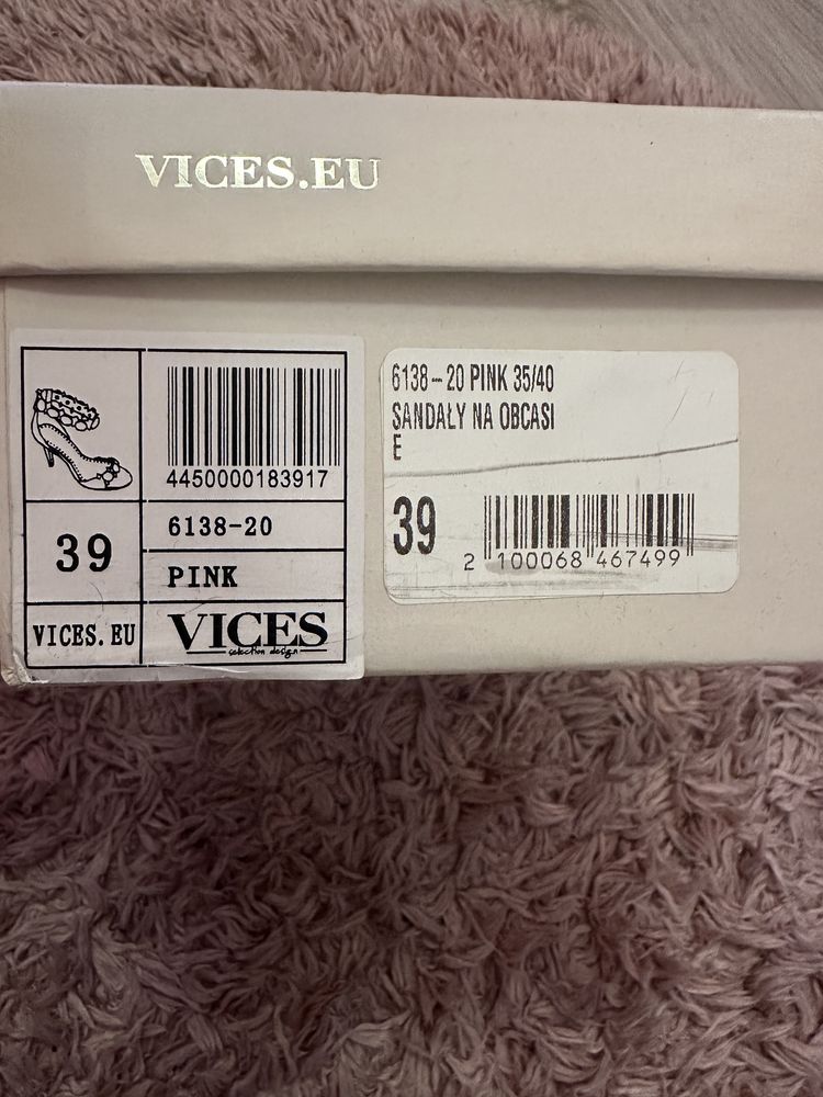 Buty szpilki na obcasie sandałki róż pudrowy zloto