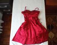 Vestido vermelho clássico T.40 tipo cetim 29€