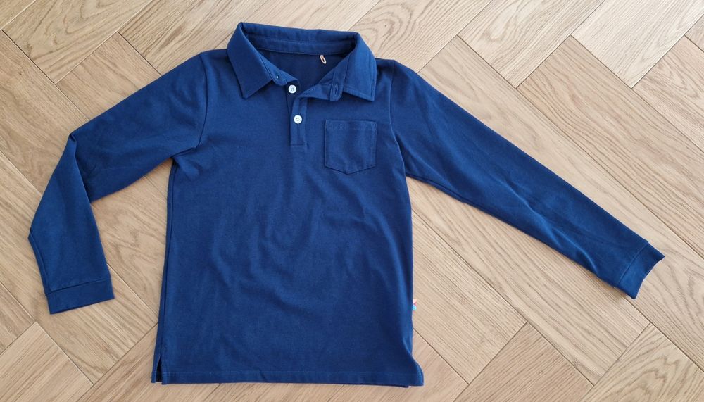 Bluzka koszulka polo z długim rękawem My Basic granatowa 122/128