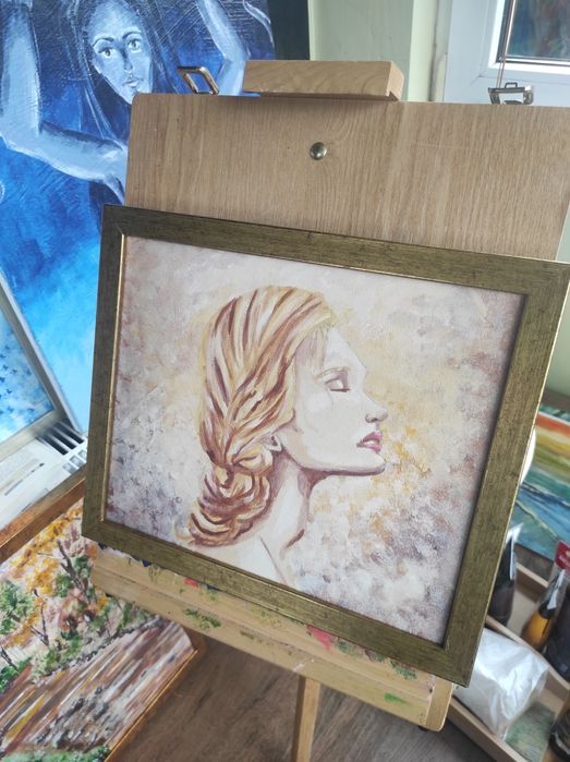 Obraz akryl jesienny ręcznie malowany 33,5 x 28,5