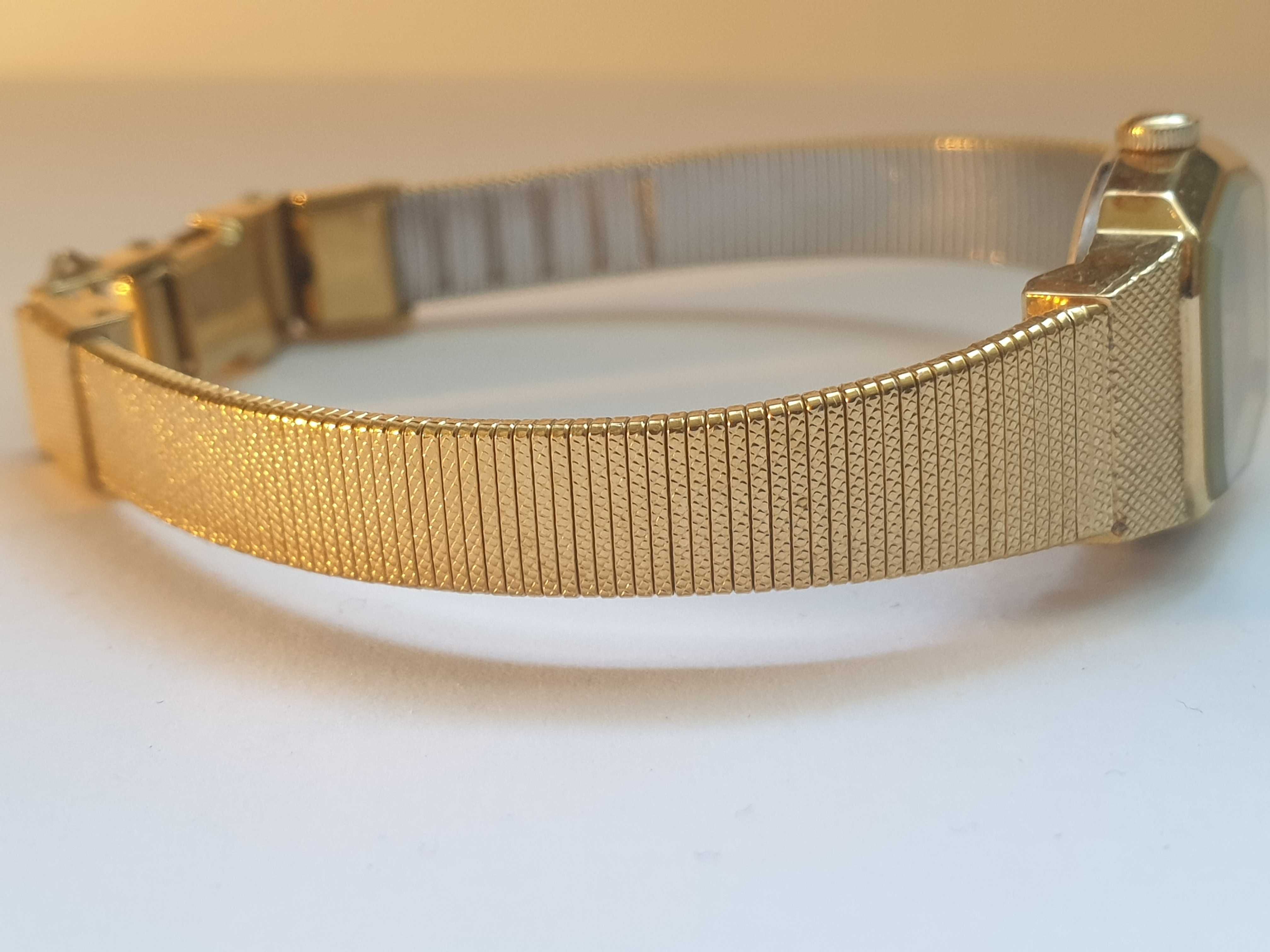 Piękny damski zloty zegarek kwarcowy Everite quartz