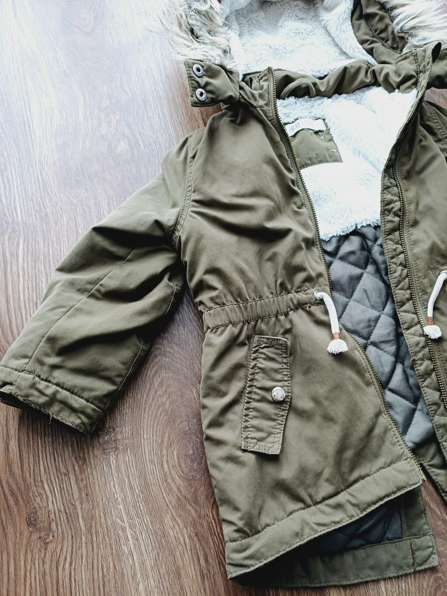 Kurtka parka dziewczynka 104/110 kaptur zamek H&M