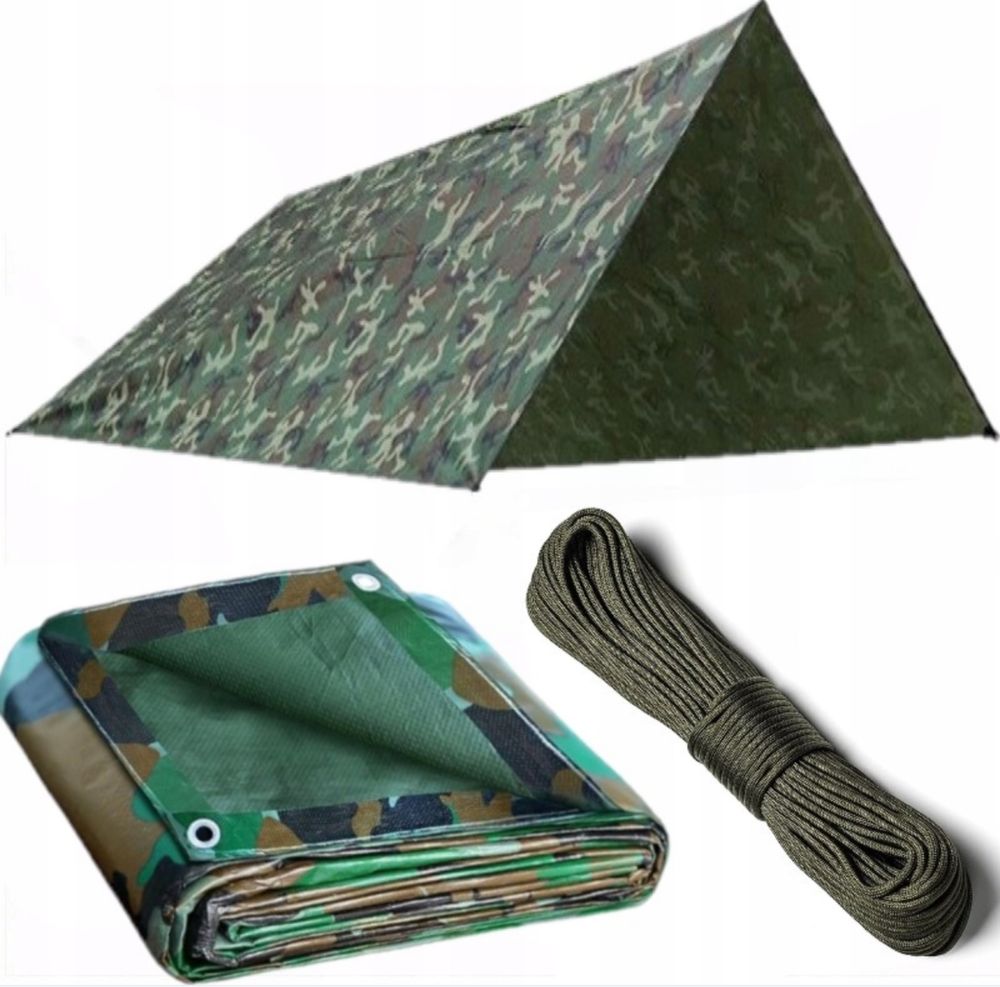 Tarp Namiot Płachta Dach Turystyczny Wodoopodrny 3x2 Survival Plandeka