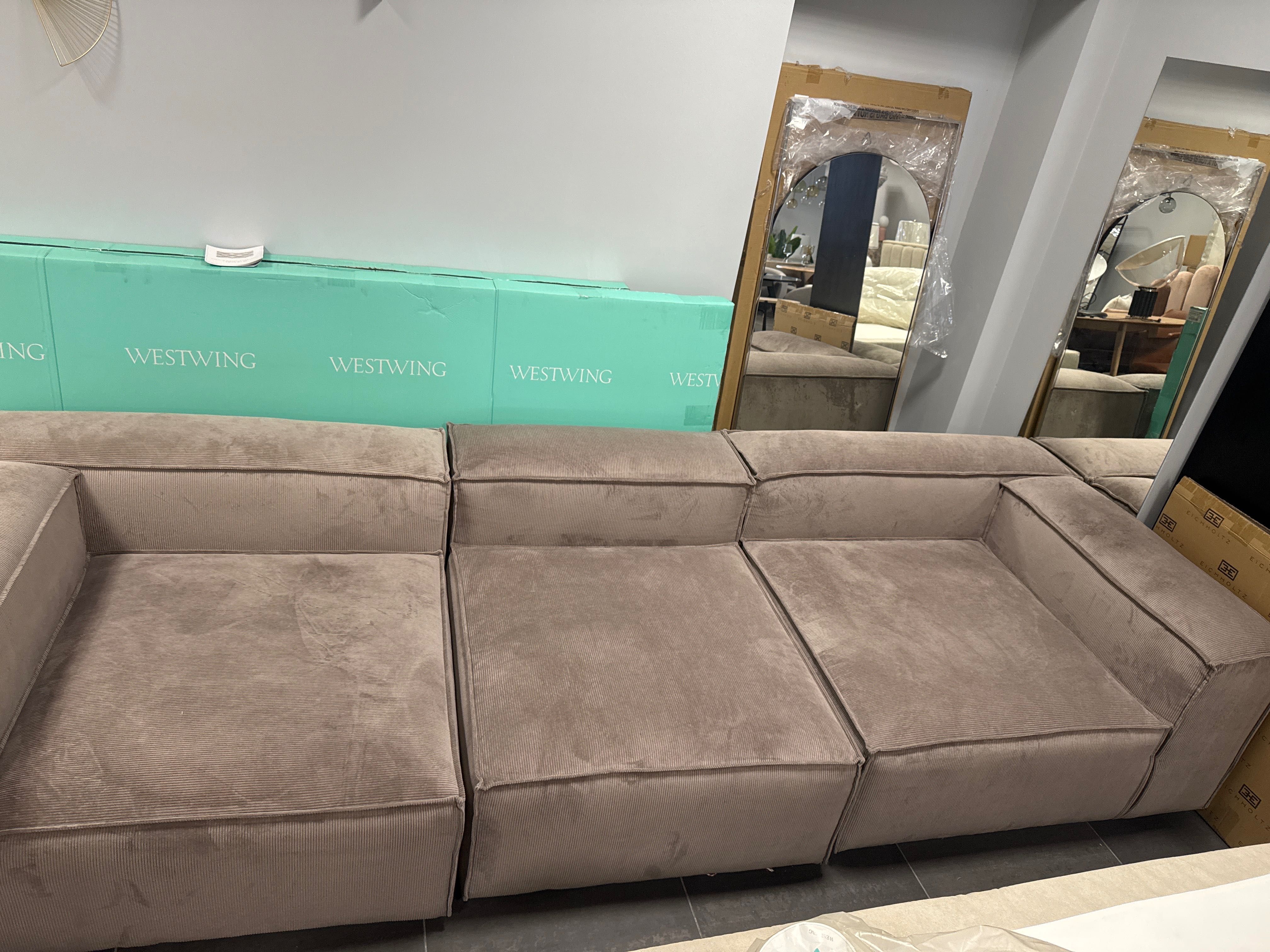Sofa modułowa ze sztruksu Lennon (4-osobowa) Nowa cena