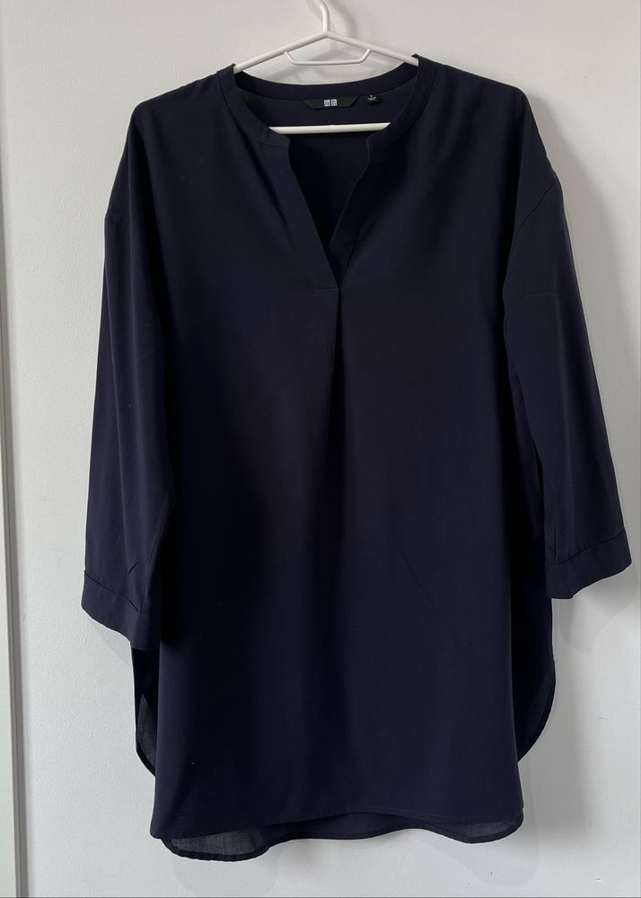 Uniqlo granatowa bluzka koszulowa basic