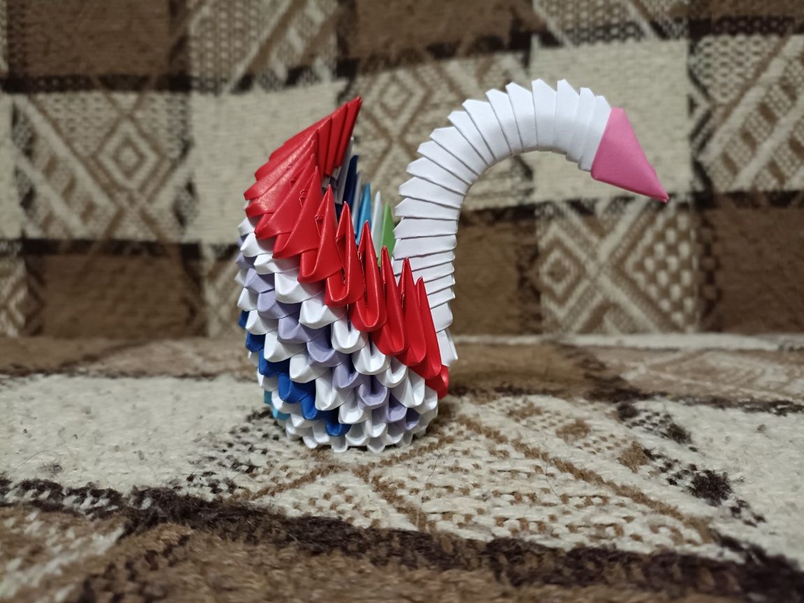 Mini Łabędź Kolorowy Origami Modułowe 3D