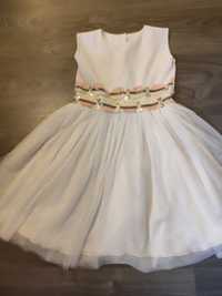 Sukienka elegancka biała rozmiar 122 tiulowa polska firma