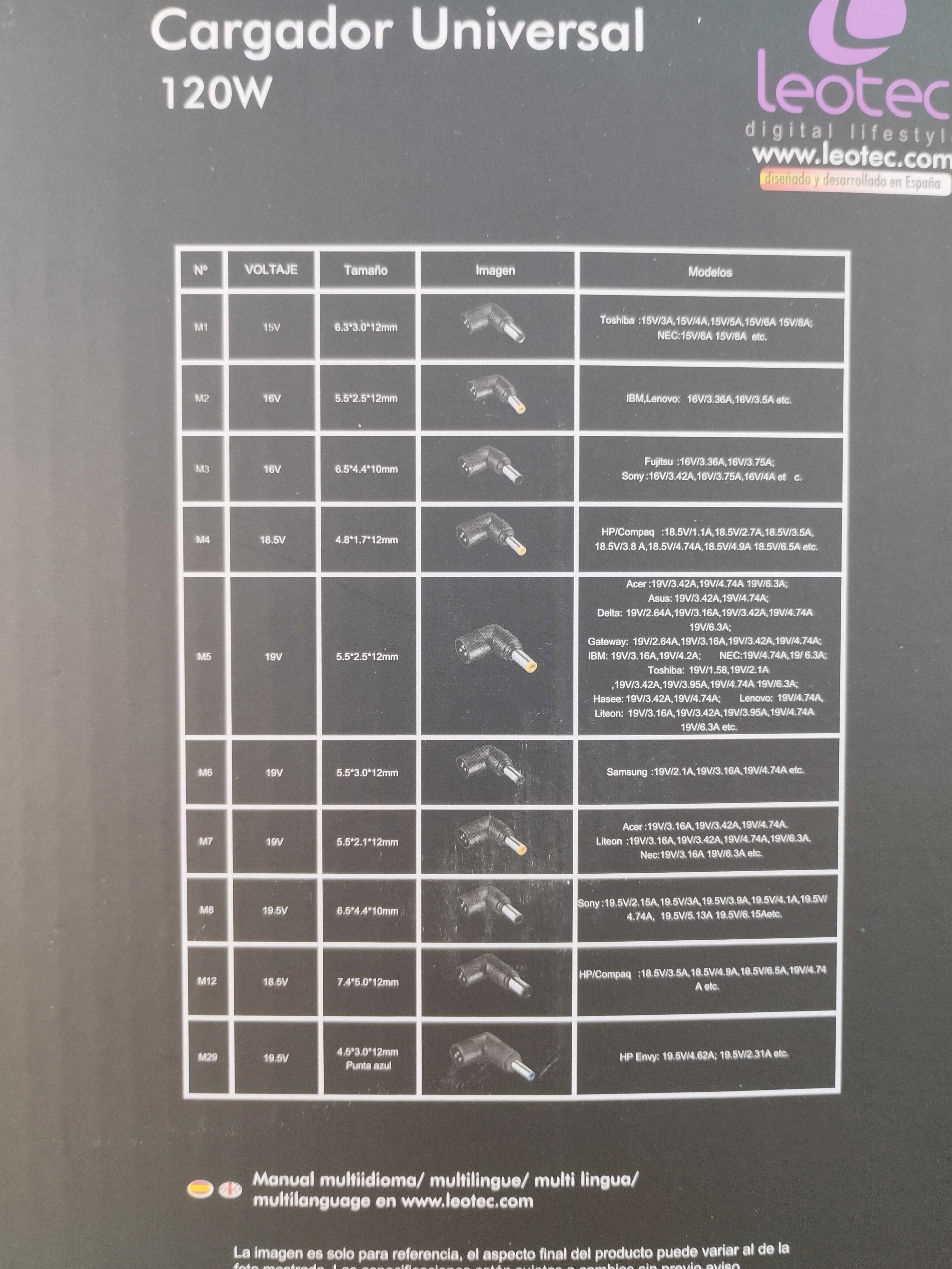 Carregador Portátil Asus/outros Universal 120 W