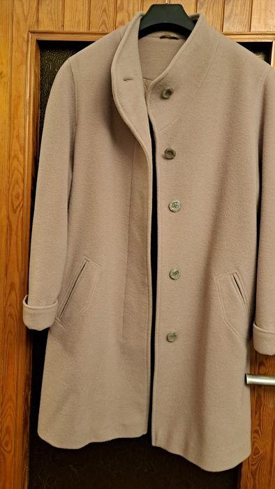 Długa kurtka - płaszczyk wełniany flausz