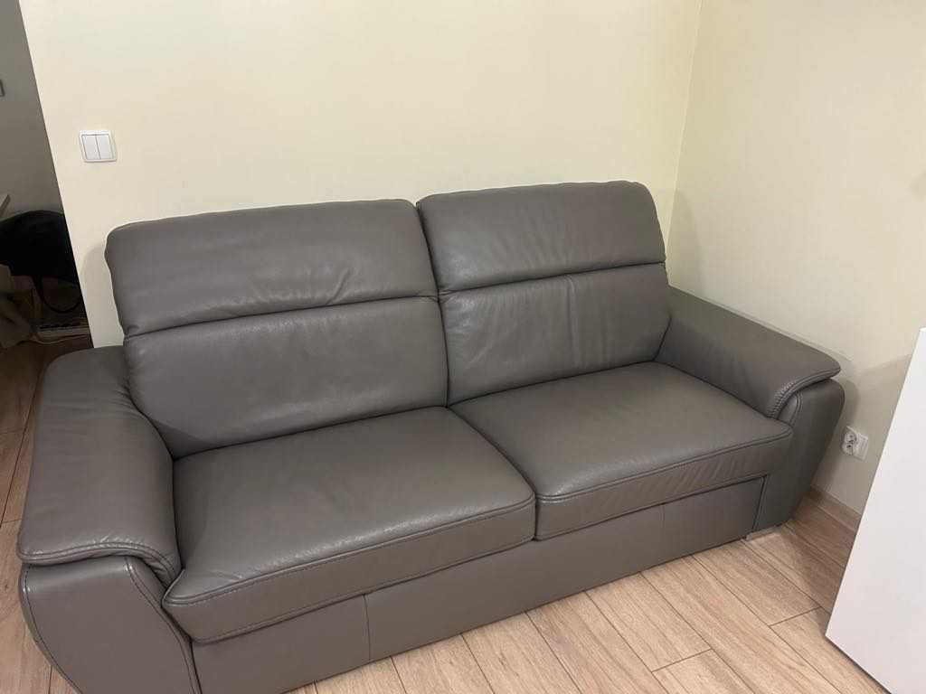 Meble skórzane Kler – sofa z funkcją spania + 2 fotele