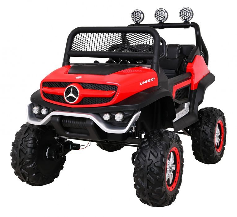 Mercedes Unimog czerw terenowy pojazd akumulatorowy - EkstraZabawki.pl