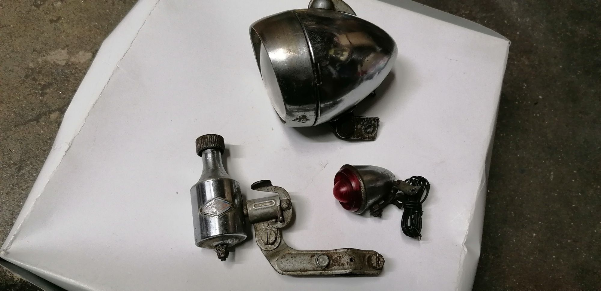 Kit bicicleta antiga farol dínamo e farolim inglês