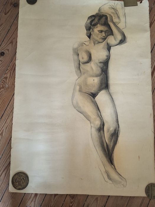 Grande pintura antiga nu
