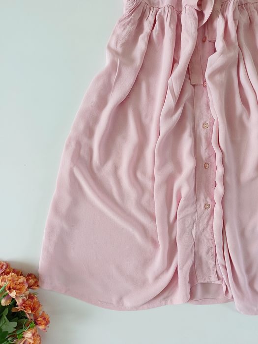 Różowa koszulowa sukienka wiskozowa z paskiem, 100% viscose, YES 36 S