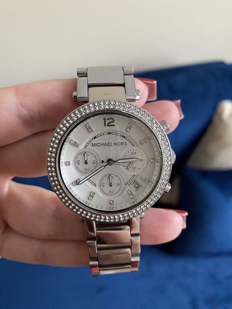 Zegarek srebrny oryginalny Michael Kors bardzo dobry stan