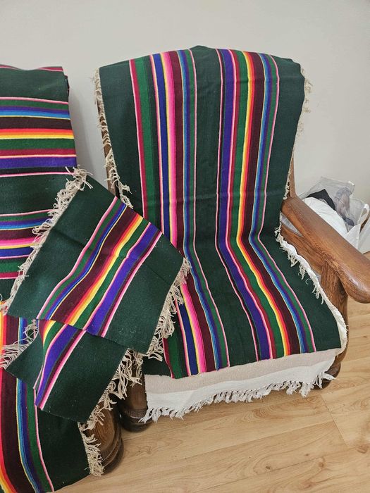 Narzuty na kanapę i fotele + bieżnik na ławę,