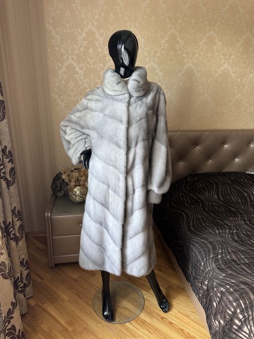 22.12 Київ примірки! Норкова шуба 110 см, 50-54, сіра, діагональ