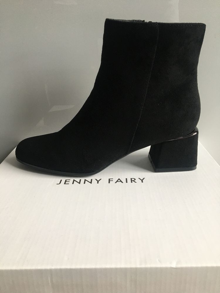 Nowe Botki Jenny Fairy czarne na obcasie
