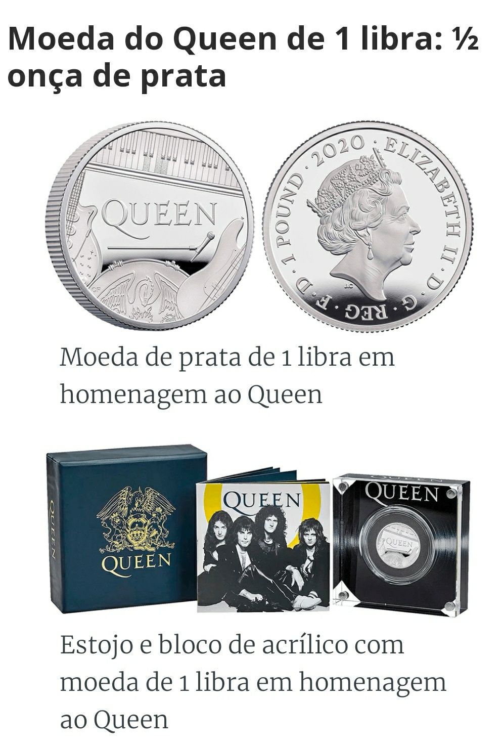 Moeda proof em Prata Queen, com erro RARA.