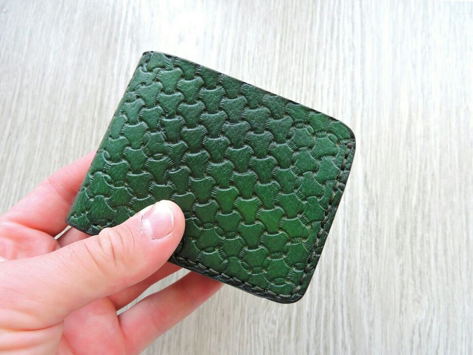 Portfel Skórzany Zielony Ręcznie Robiony Bushctaft