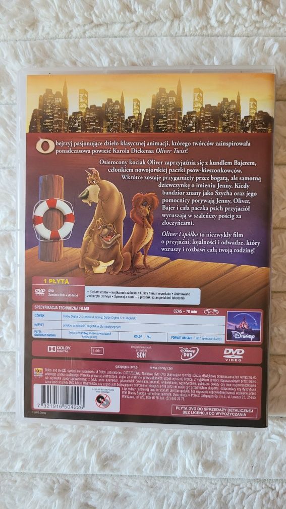 Oliver i spółka Disney DVD, płyta z bajką, płyta dla dzieci