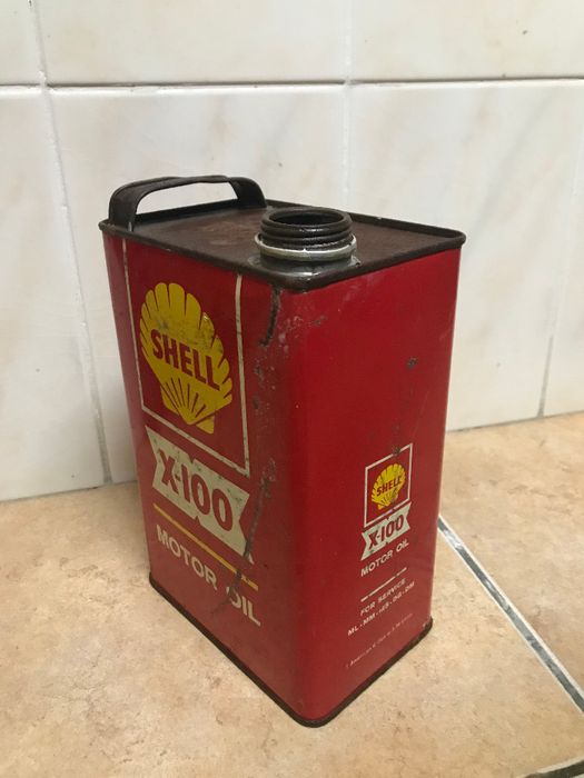 lata vintage de oleo shell x-100