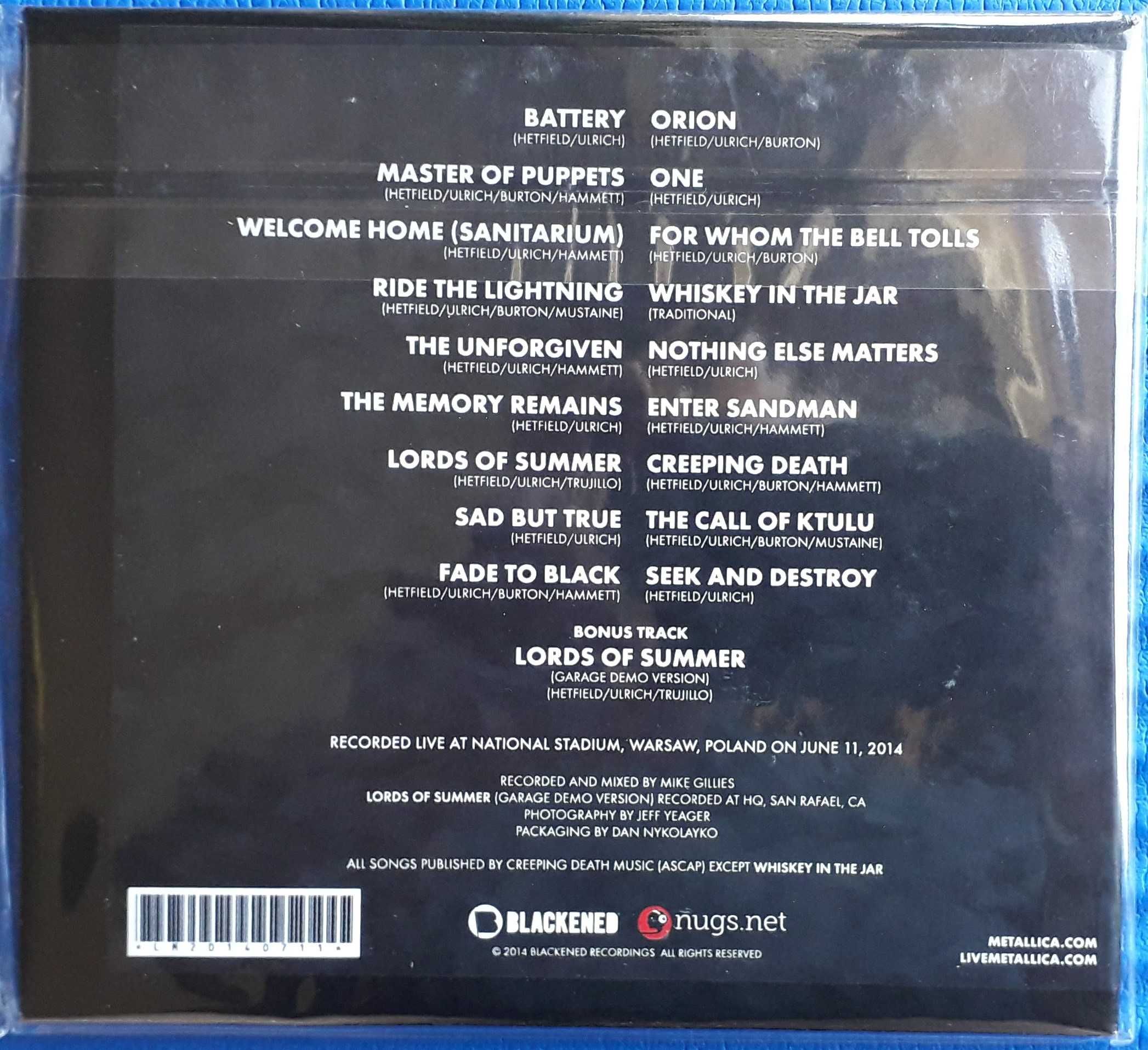 METALLICA Live Warsaw Poland 11.07.2014 (2CD)