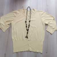 Sweter damski żółty z koralami rękaw trzy czwarte bluzka  XXL