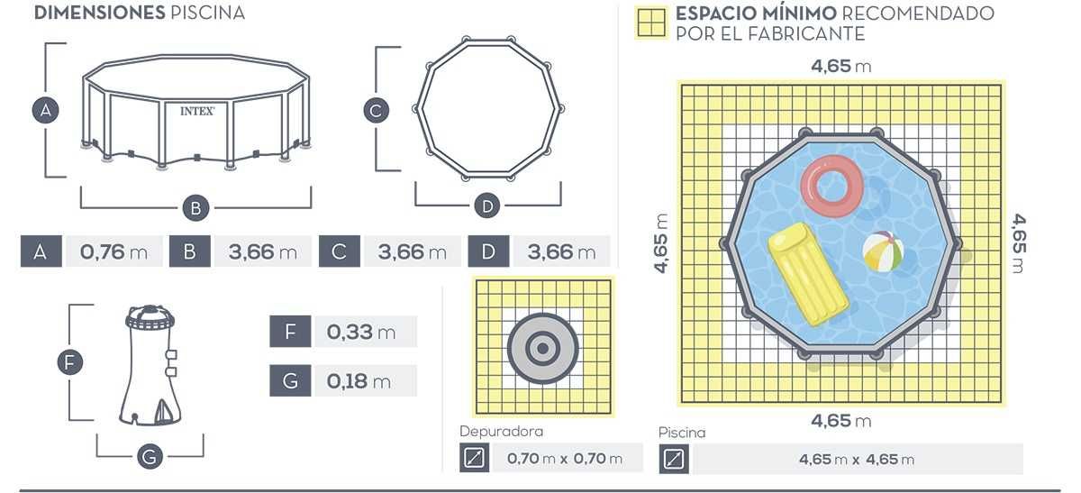 Piscina Intex Metal Frame 3,66 m x 76 cm - 28212NP