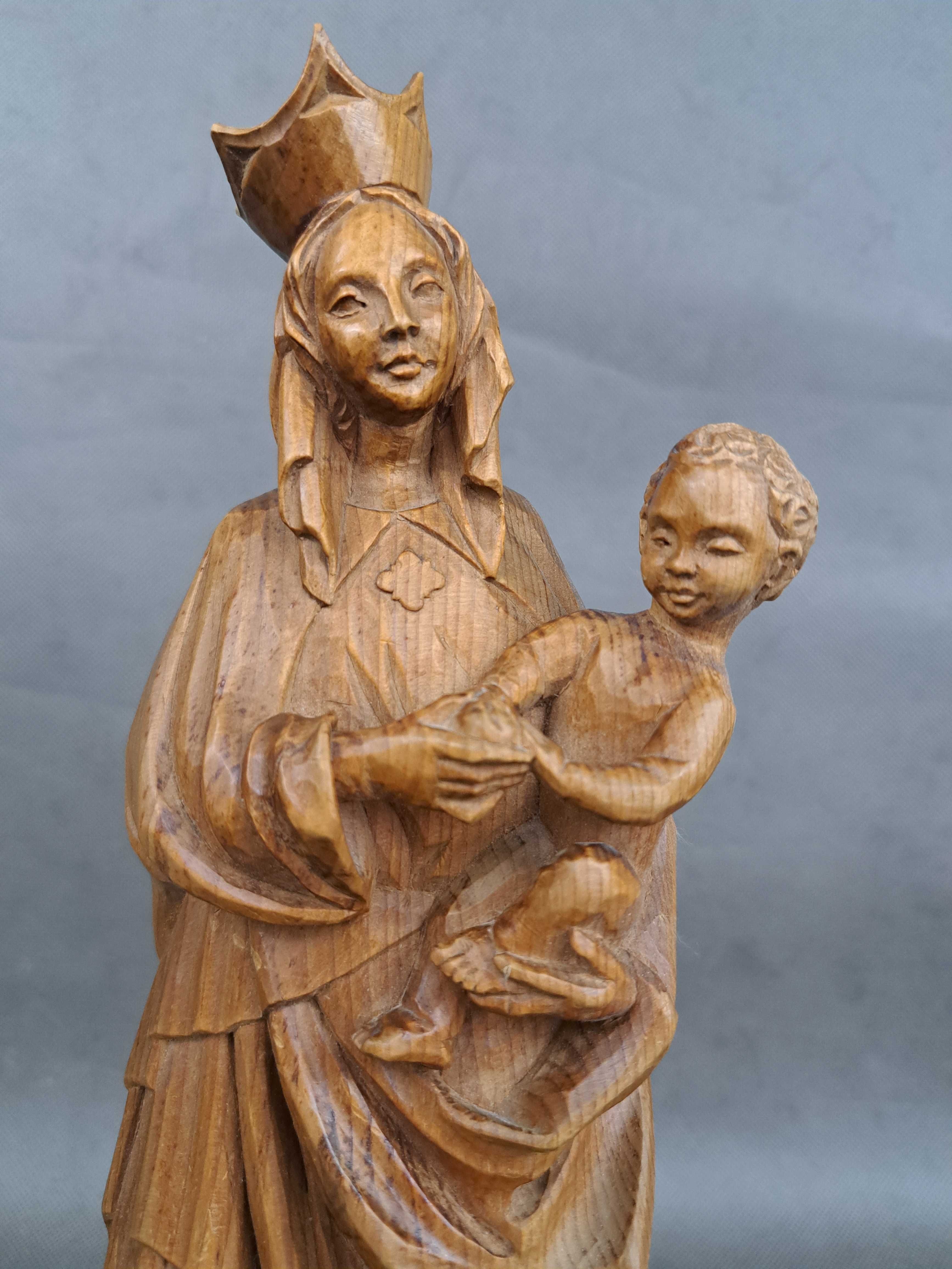 Matka Boska z Dzieciątkiem, Madonna, rzeźba drewniana, wys. 33 cm