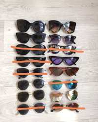Новые солнцезащитные очки зеркальные круглые матовые лисички черные
