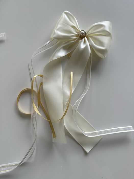 Kokardy ślubne na auto Na samochód Klamki Ecru 4 sztuki